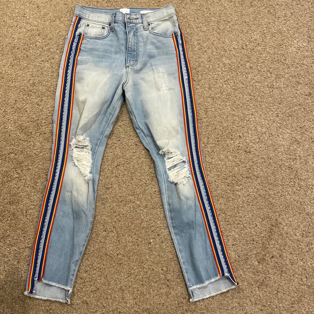 Ripped high waisted rainbow jeans!